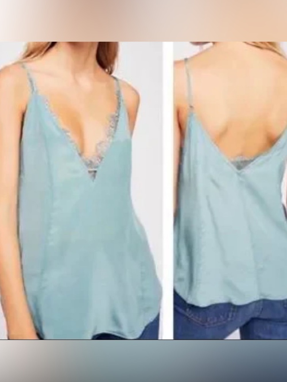 Mustard seed Pastel sage green camisole lace inlay coquette Fairy Office siren